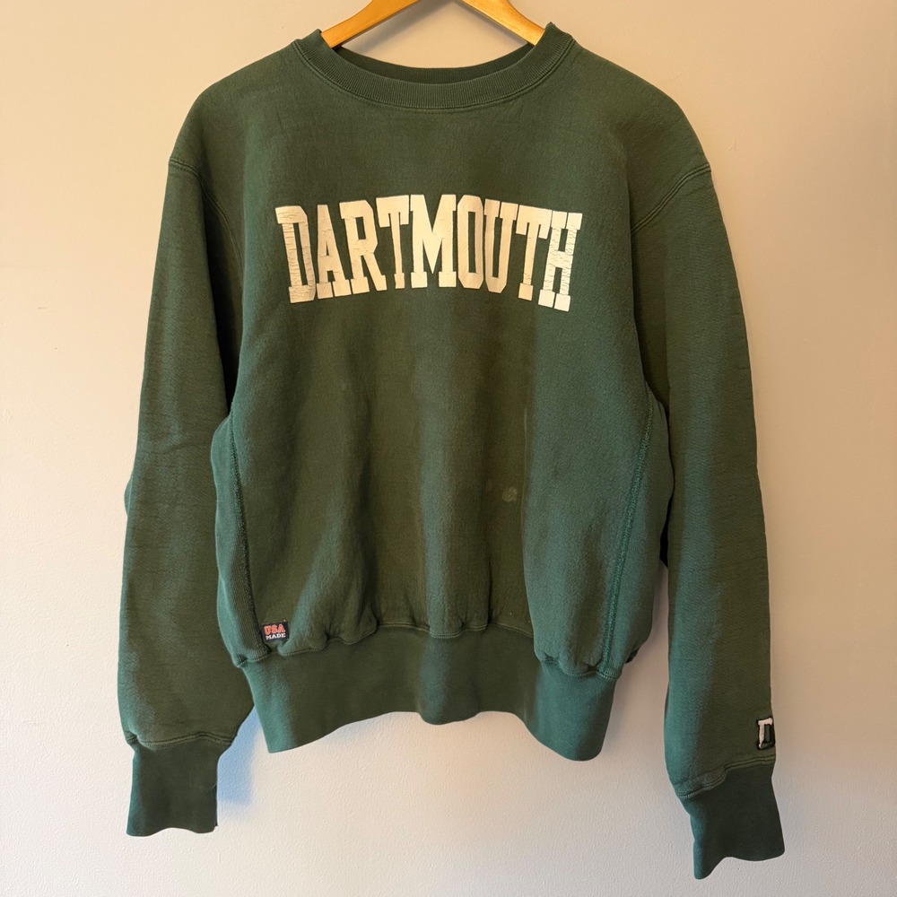Vintage Dartmouth College Sweatshirt Green USA Made Crewneck Mens Medium RN68657